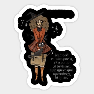 Teacher Witch with Spanish Quote (transparent background) Sticker